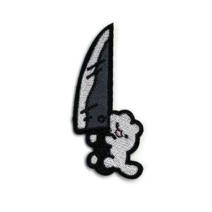Killer White Kitten Cat Knife Embroidered Patch
